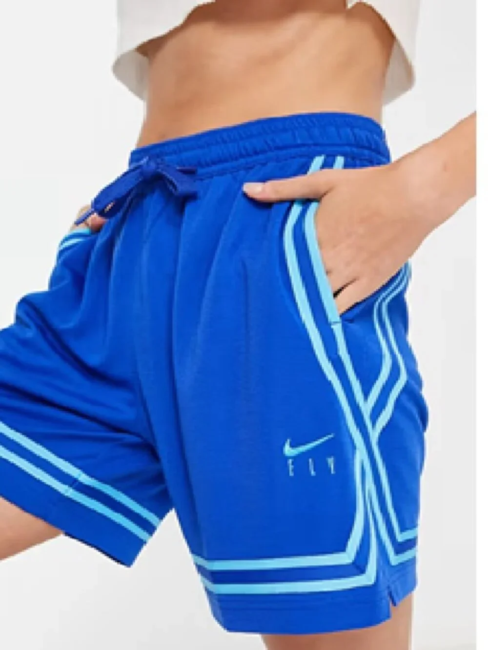Nike Dri-FIT Fly Crossover Women Basketball Elastic Waist Shorts Blue NEW Large
